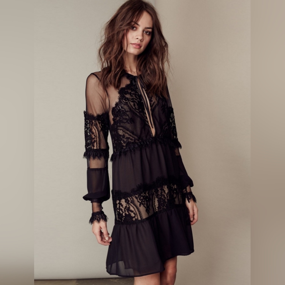 For Love And Lemons Black Lace Dress